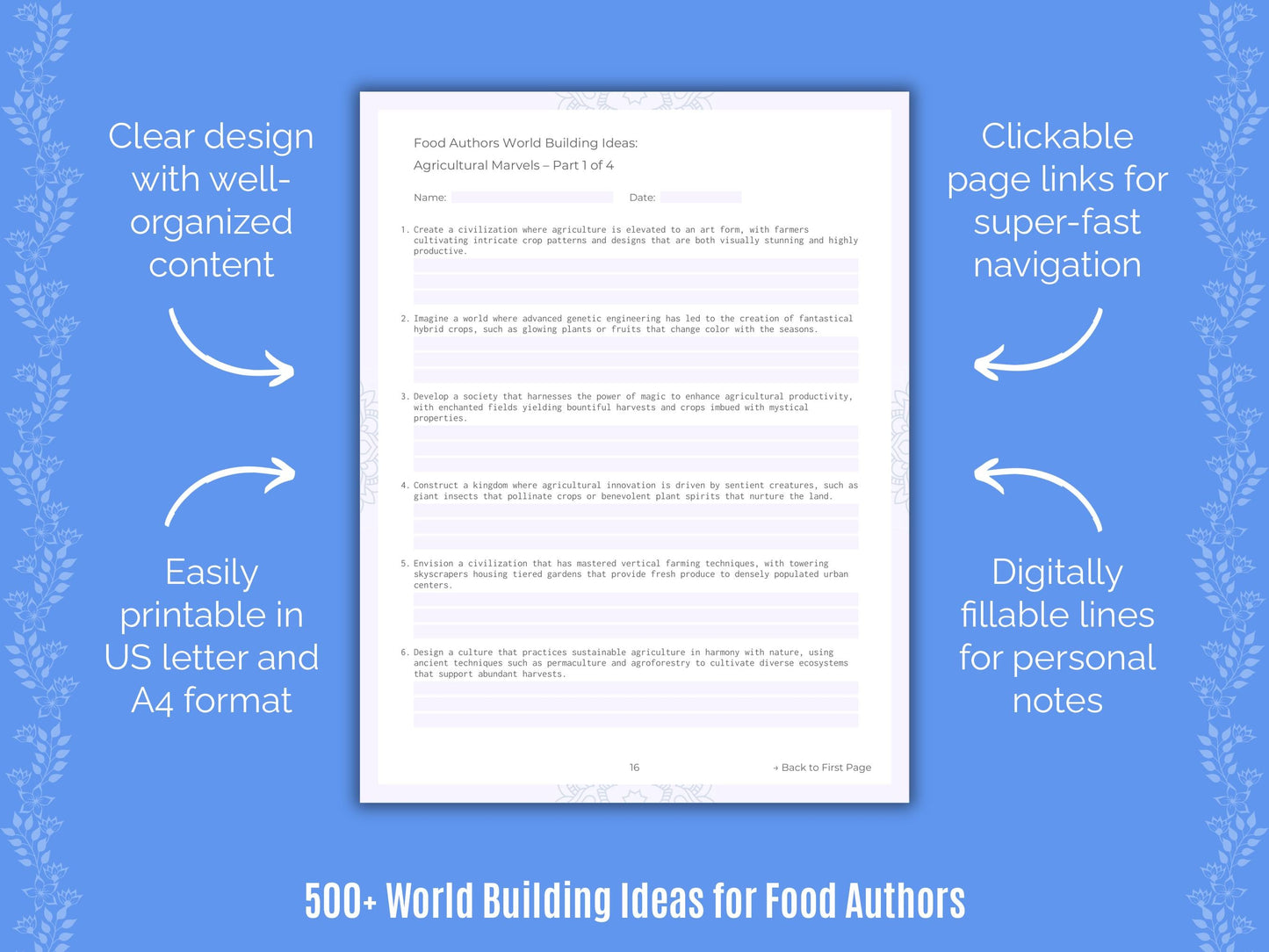 Food Authors Writing Templates