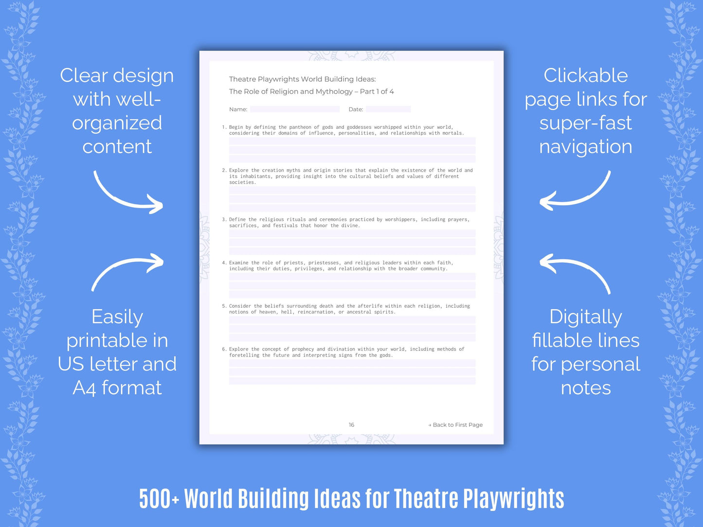 Theatre Playwrights Writing Templates