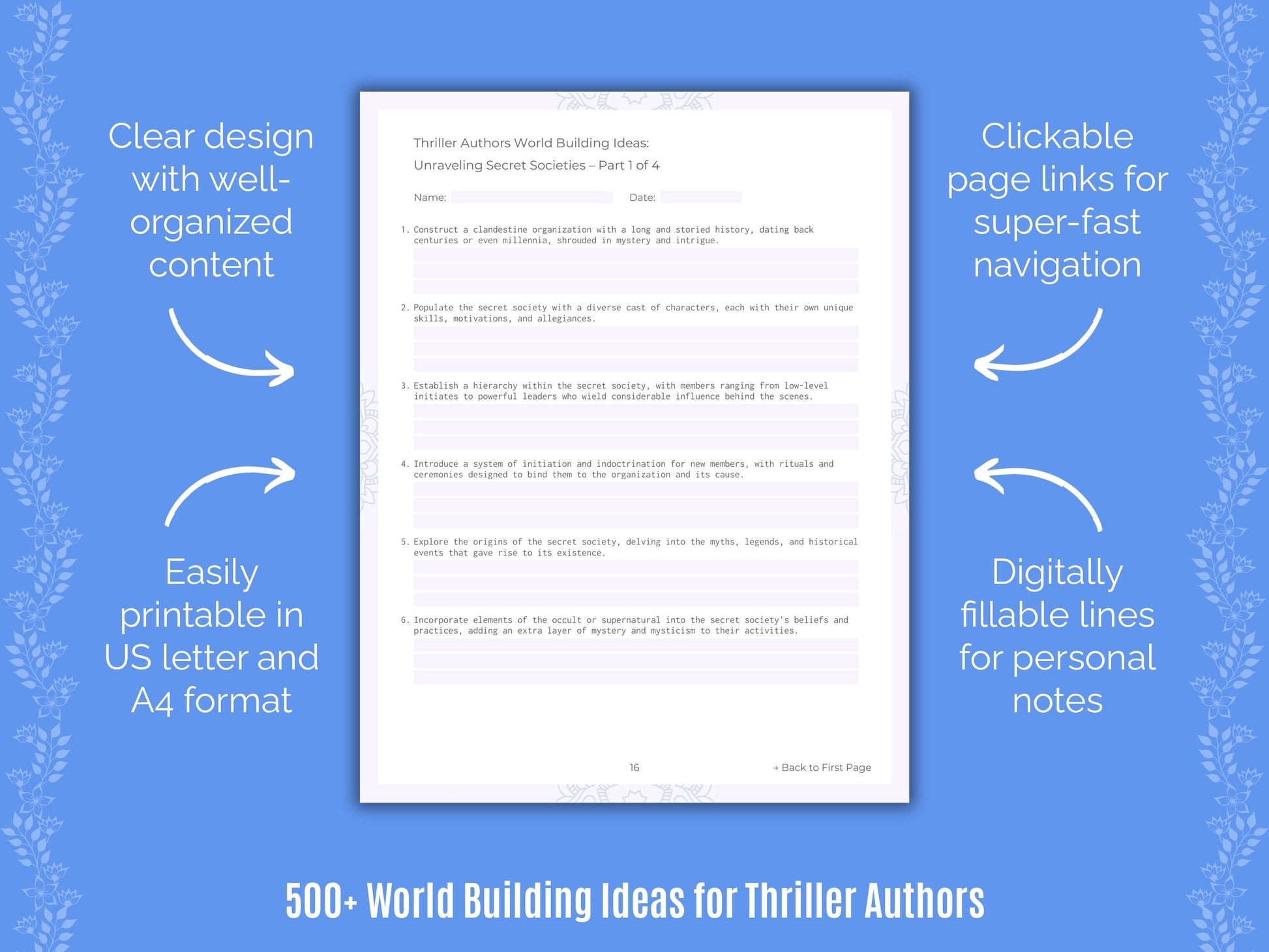 Thriller Authors Writing Templates