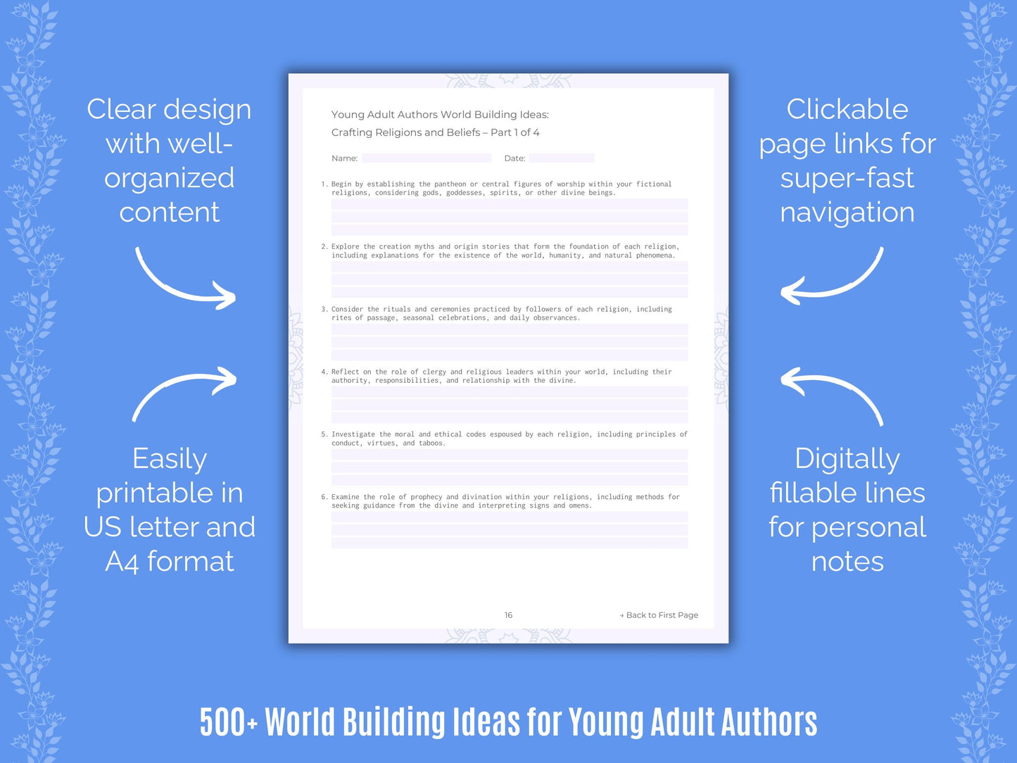 Young Adult Authors Writing Templates