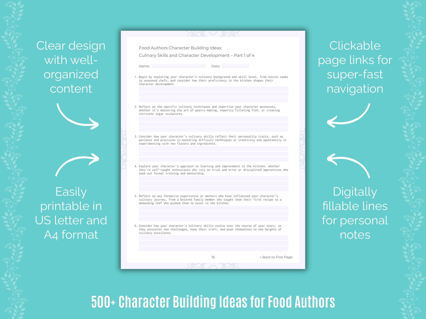 Food Authors Writing Templates