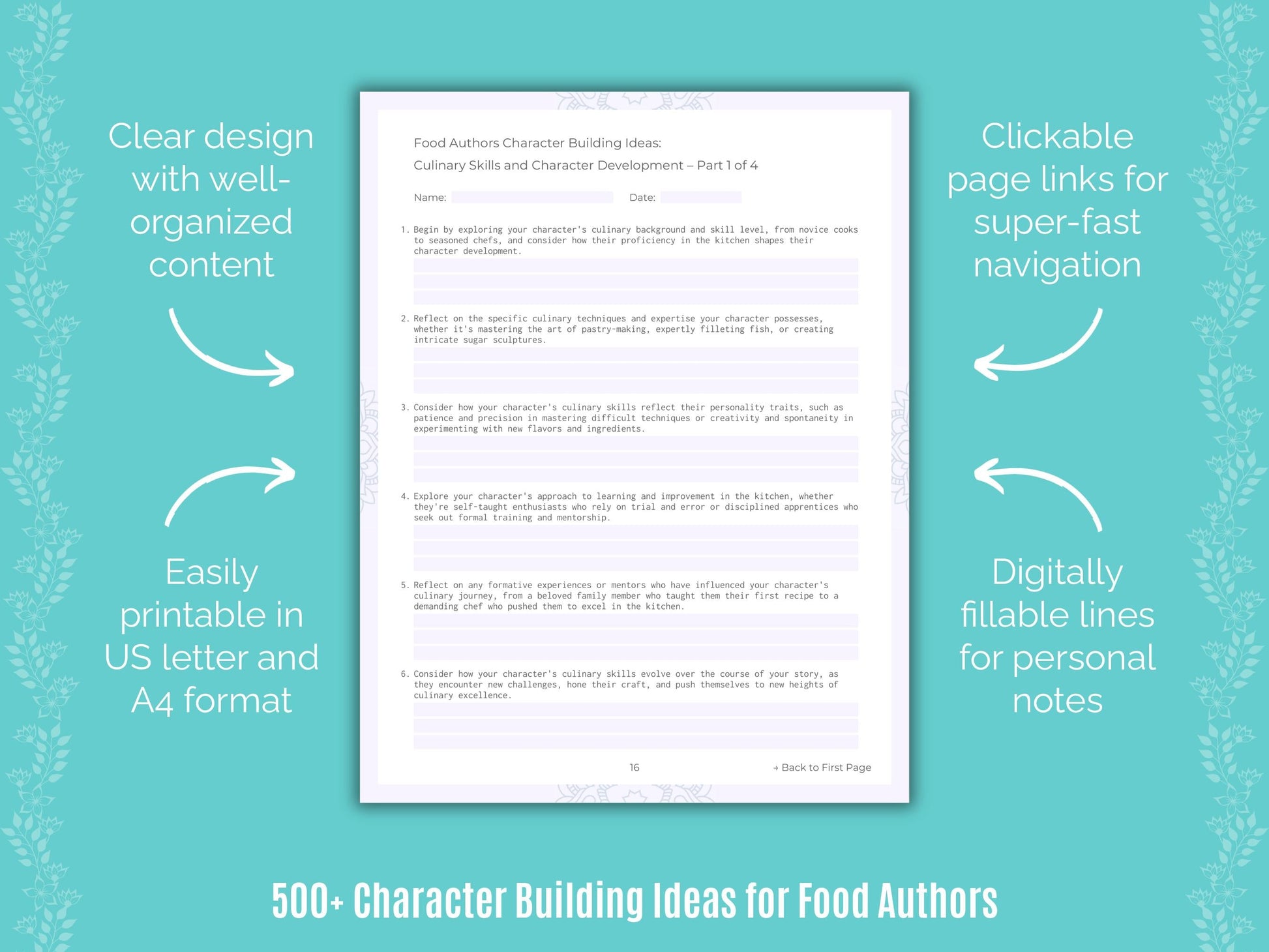 Food Authors Writing Templates