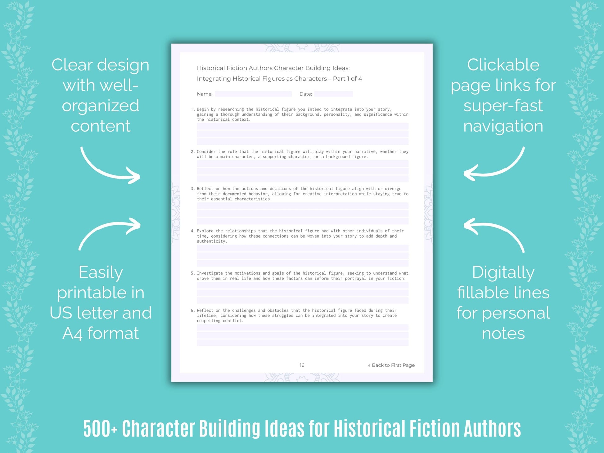 Historical Fiction Authors Writing Templates