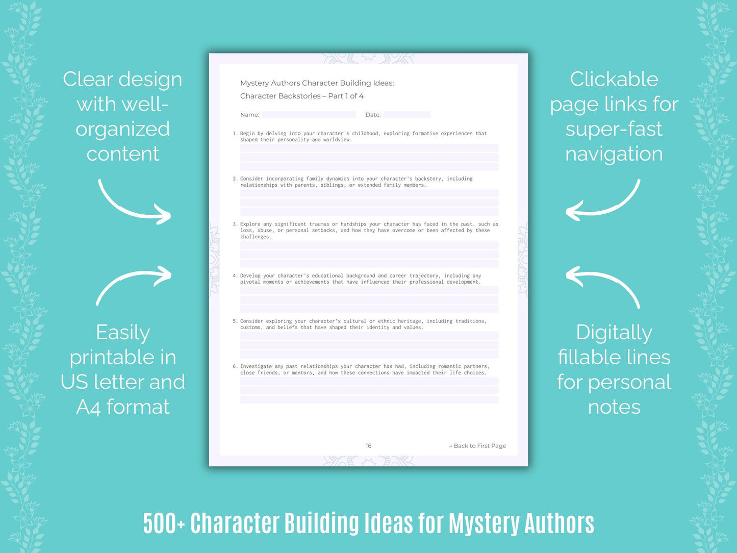 Mystery Authors Writing Templates