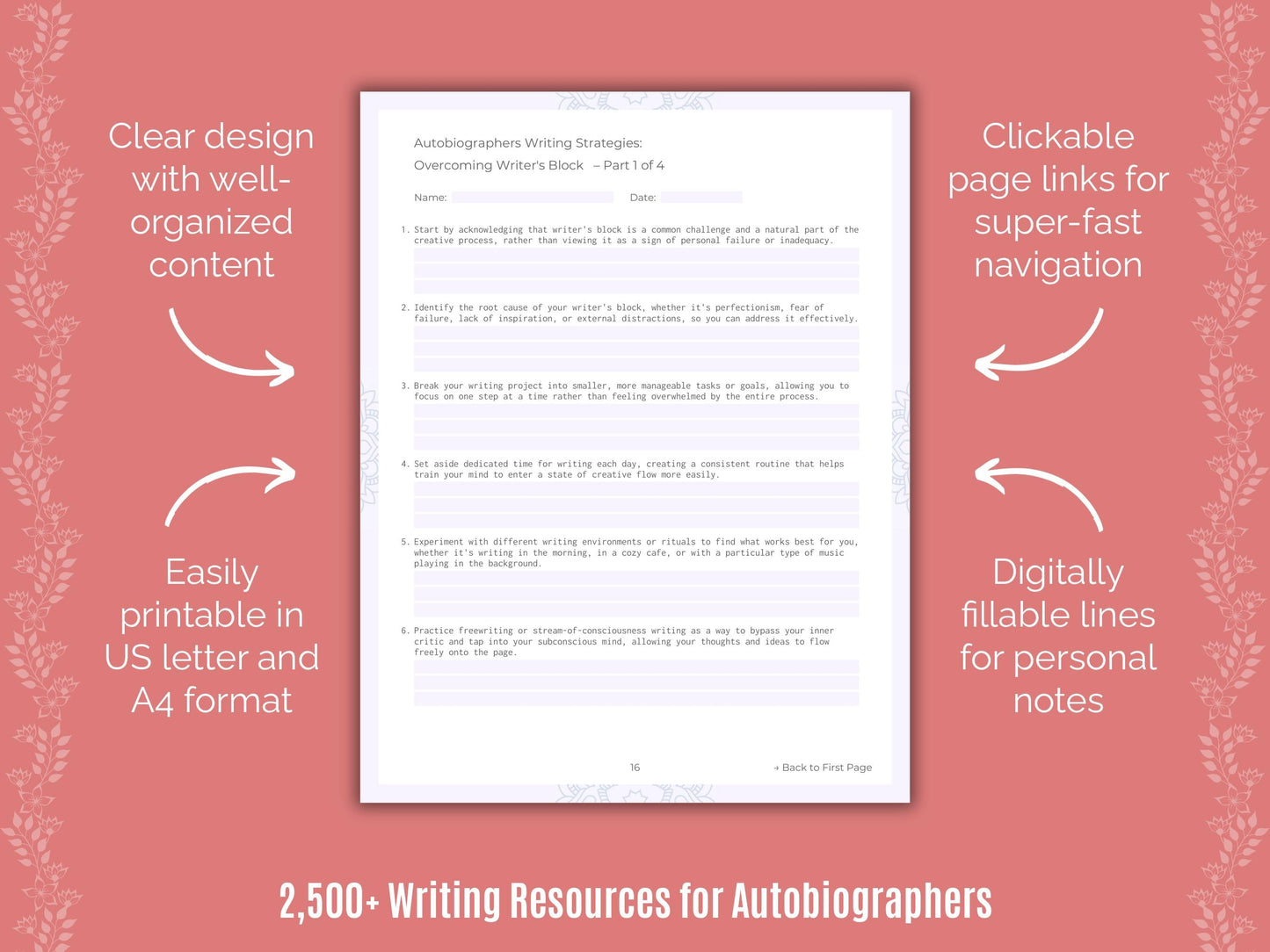 Autobiographers Writing Cheat Sheets