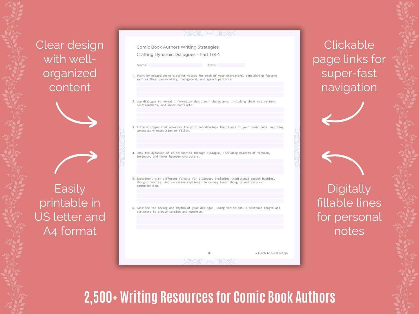 Comic Book Authors Writing Cheat Sheets