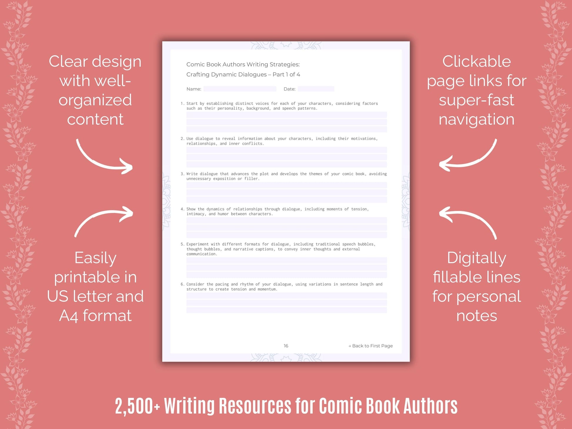 Comic Book Authors Writing Cheat Sheets