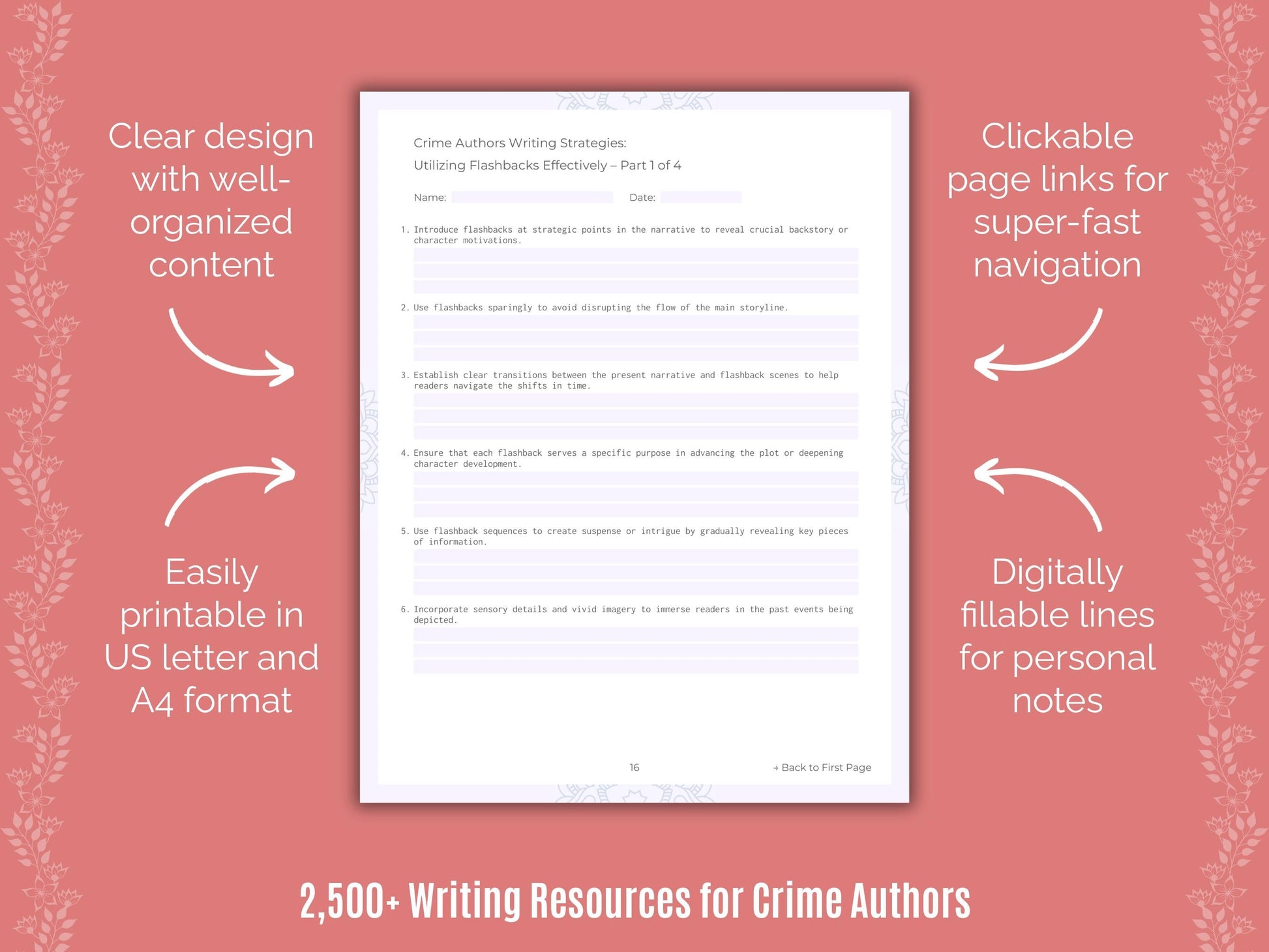 Crime Authors Writing Cheat Sheets