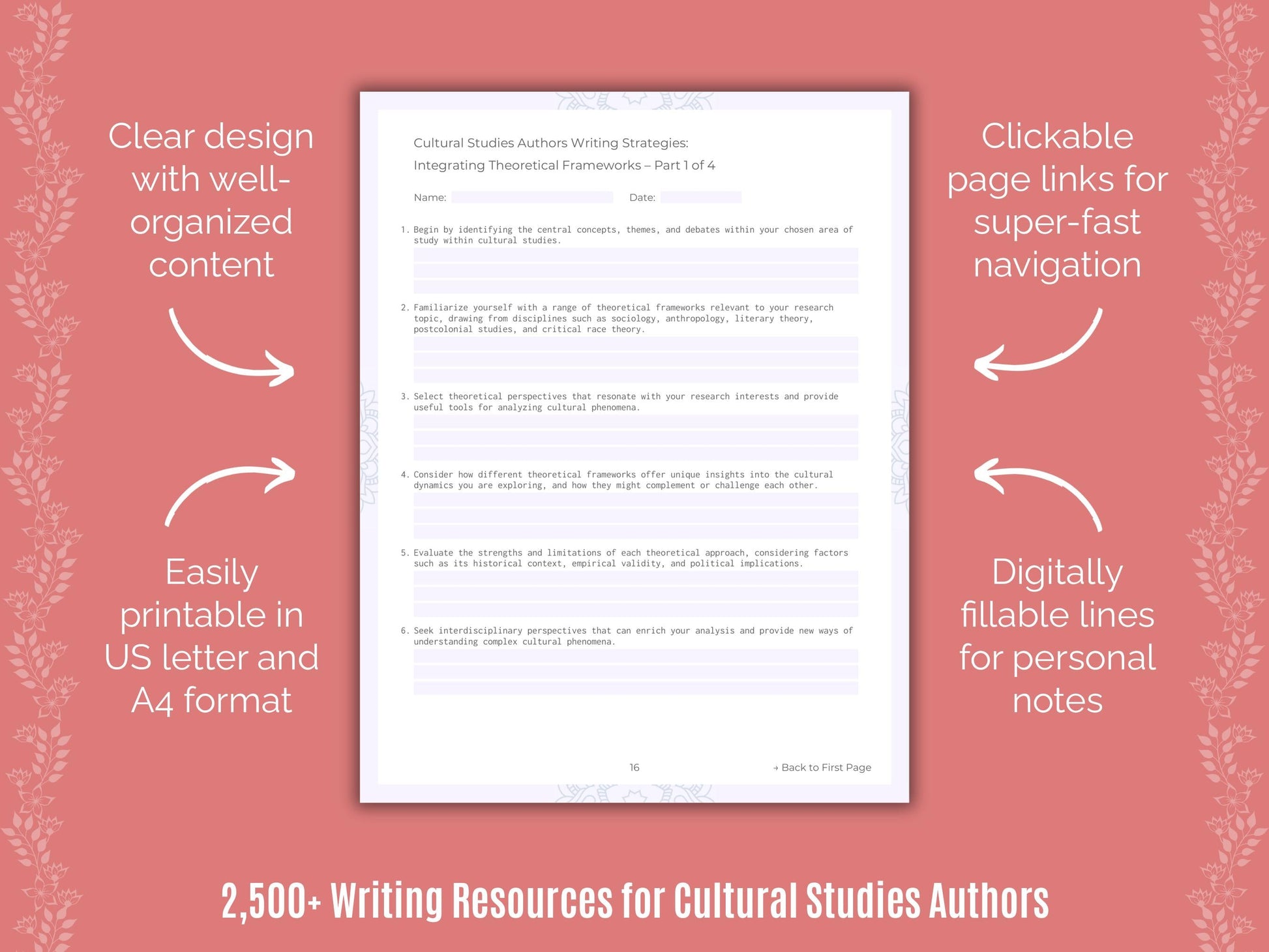 Cultural Studies Authors Writing Cheat Sheets