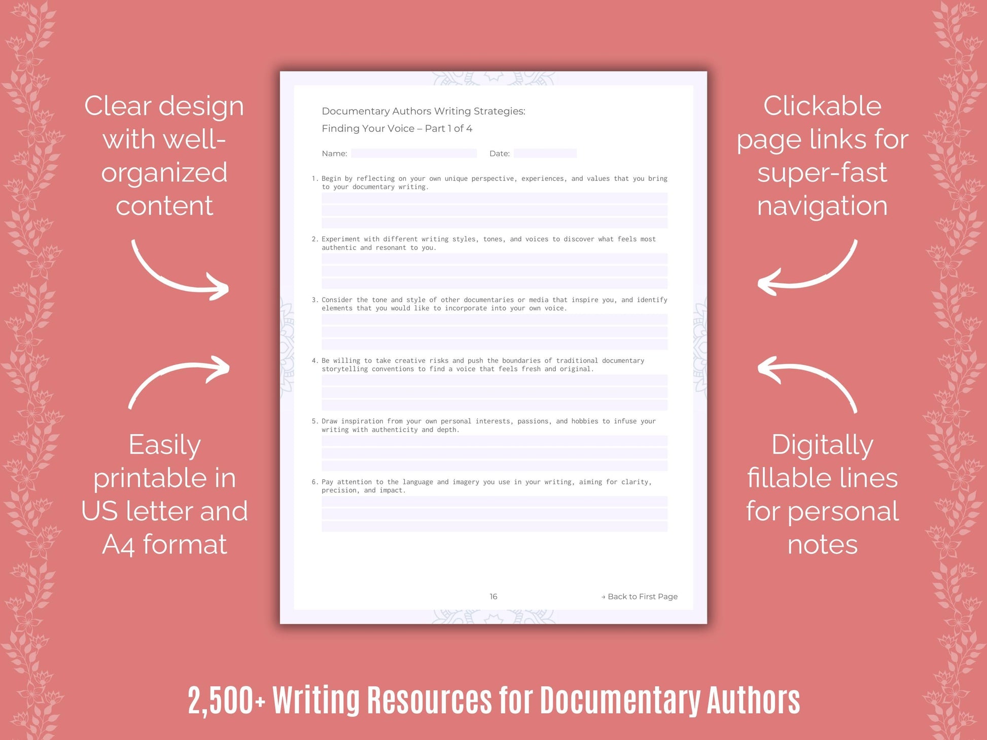 Documentary Authors Writing Cheat Sheets