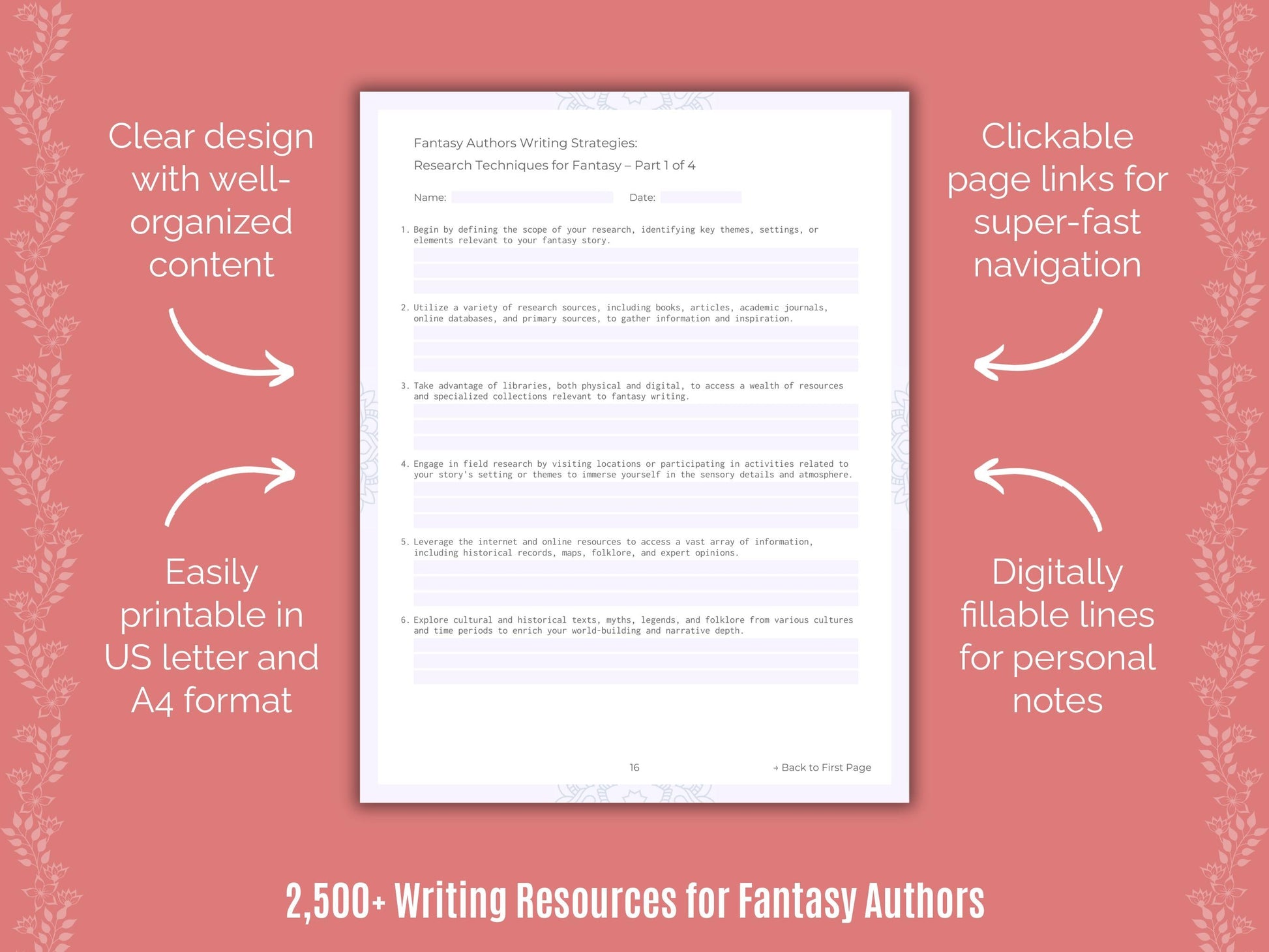 Fantasy Authors Writing Cheat Sheets