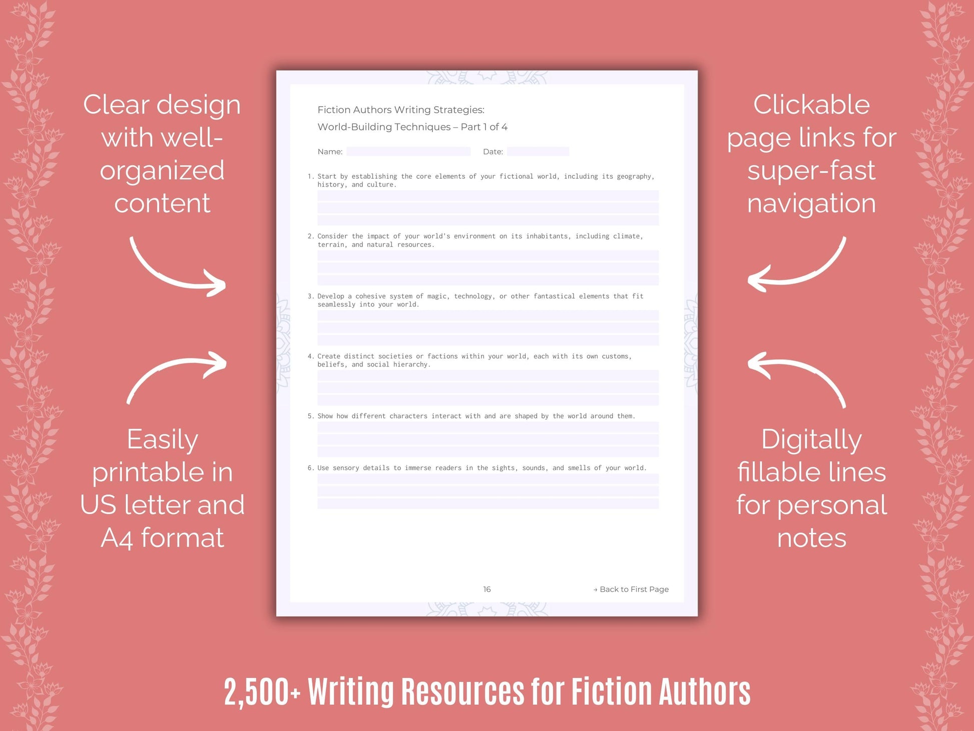 Fiction Authors Writing Cheat Sheets