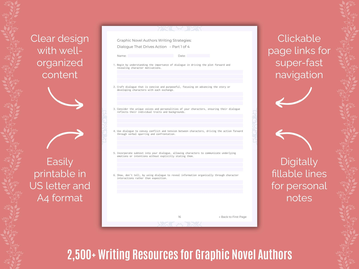 Graphic Novel Authors Writing Cheat Sheets