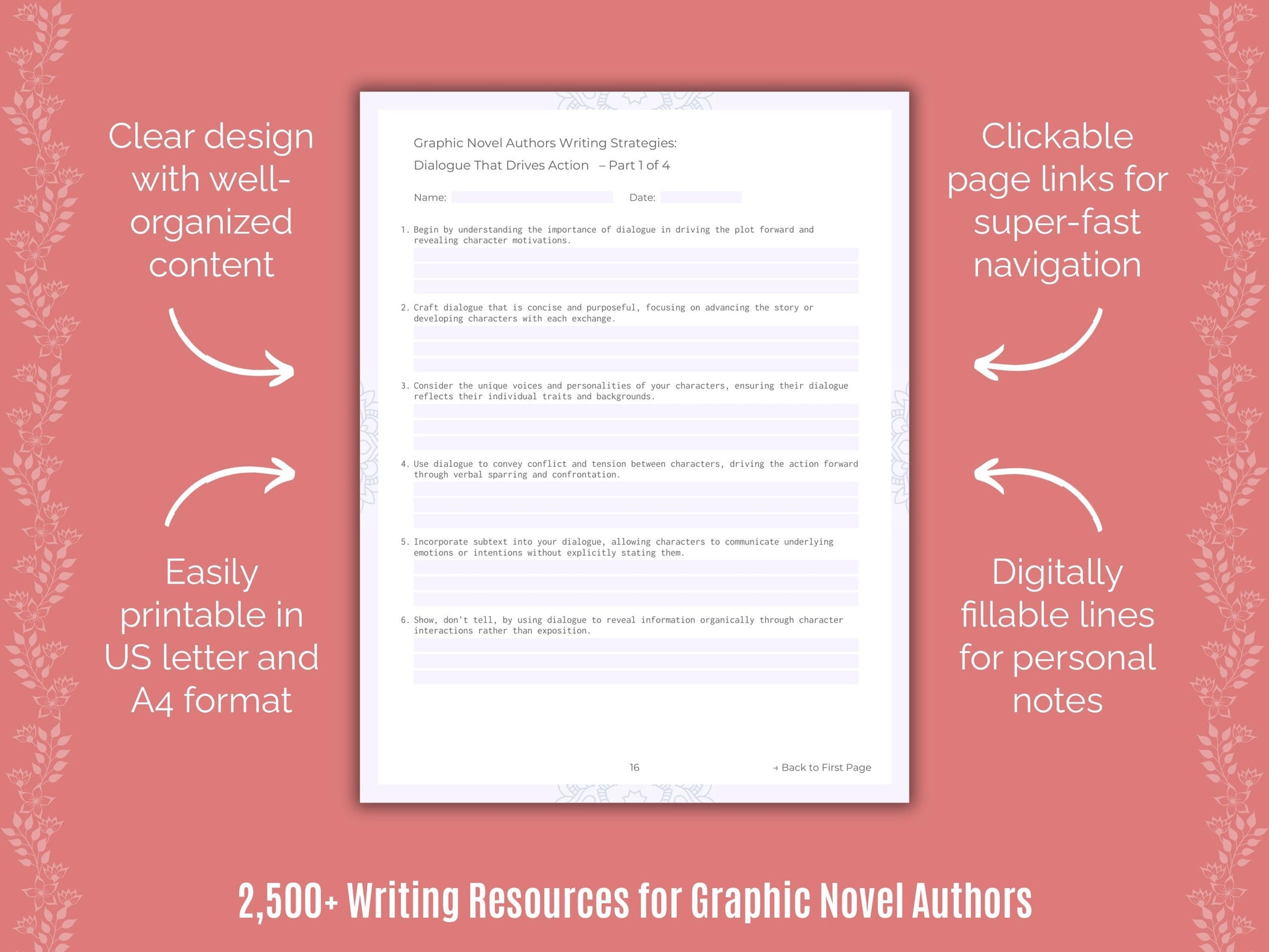 Graphic Novel Authors Writing Cheat Sheets