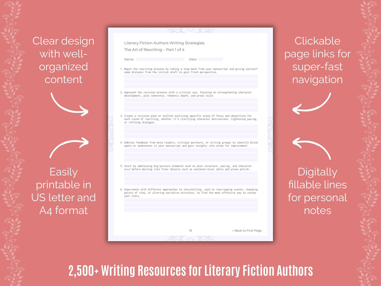 Literary Fiction Authors Writing Cheat Sheets