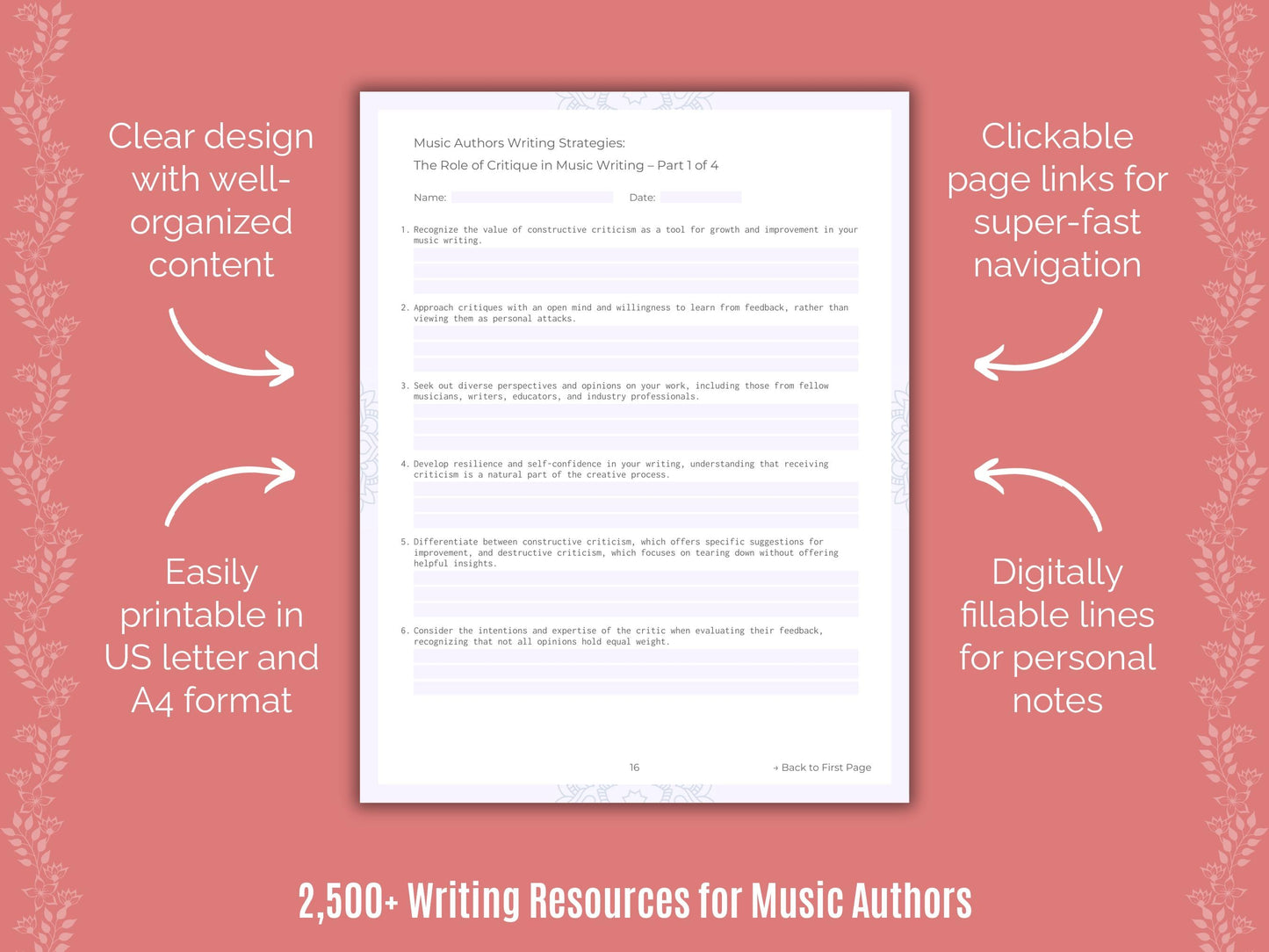 Music Authors Writing Cheat Sheets