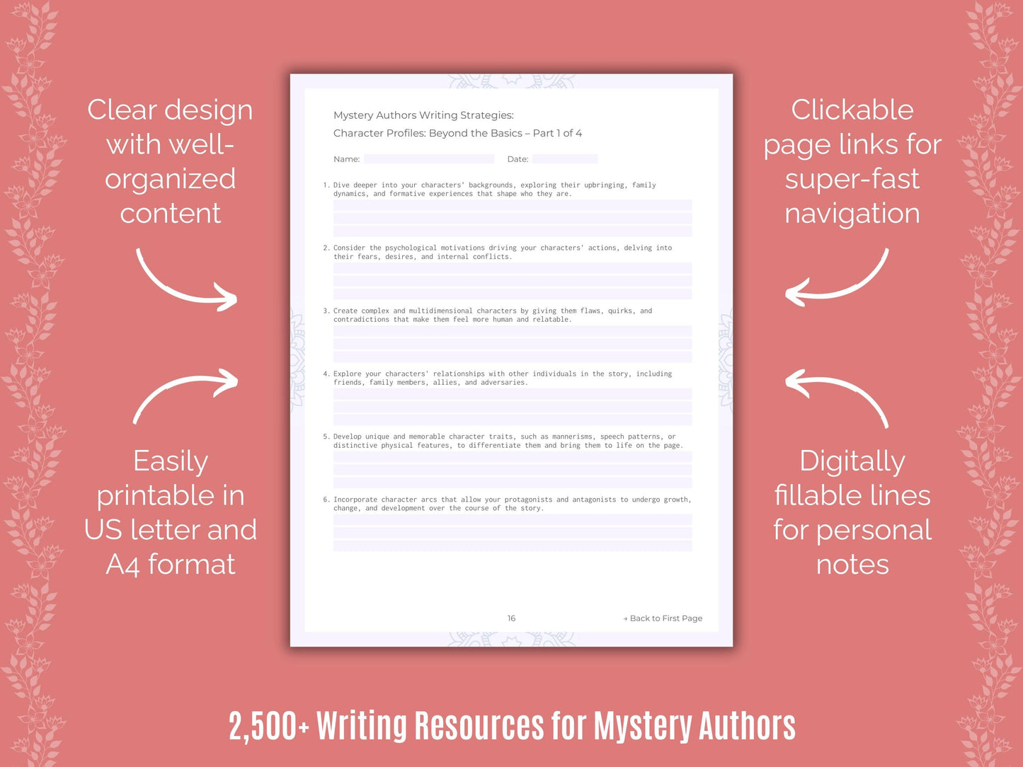 Mystery Authors Writing Cheat Sheets