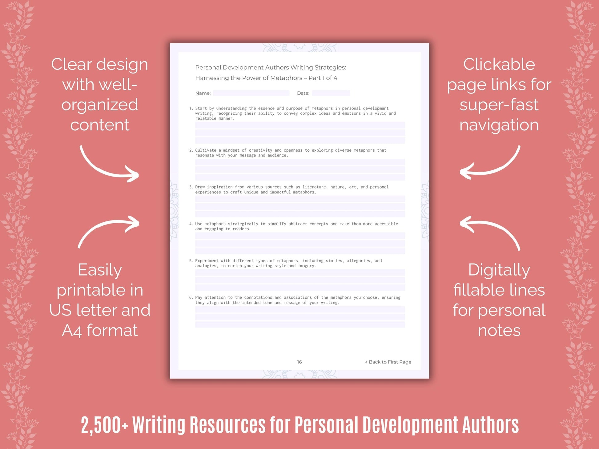 Personal Development Authors Writing Cheat Sheets