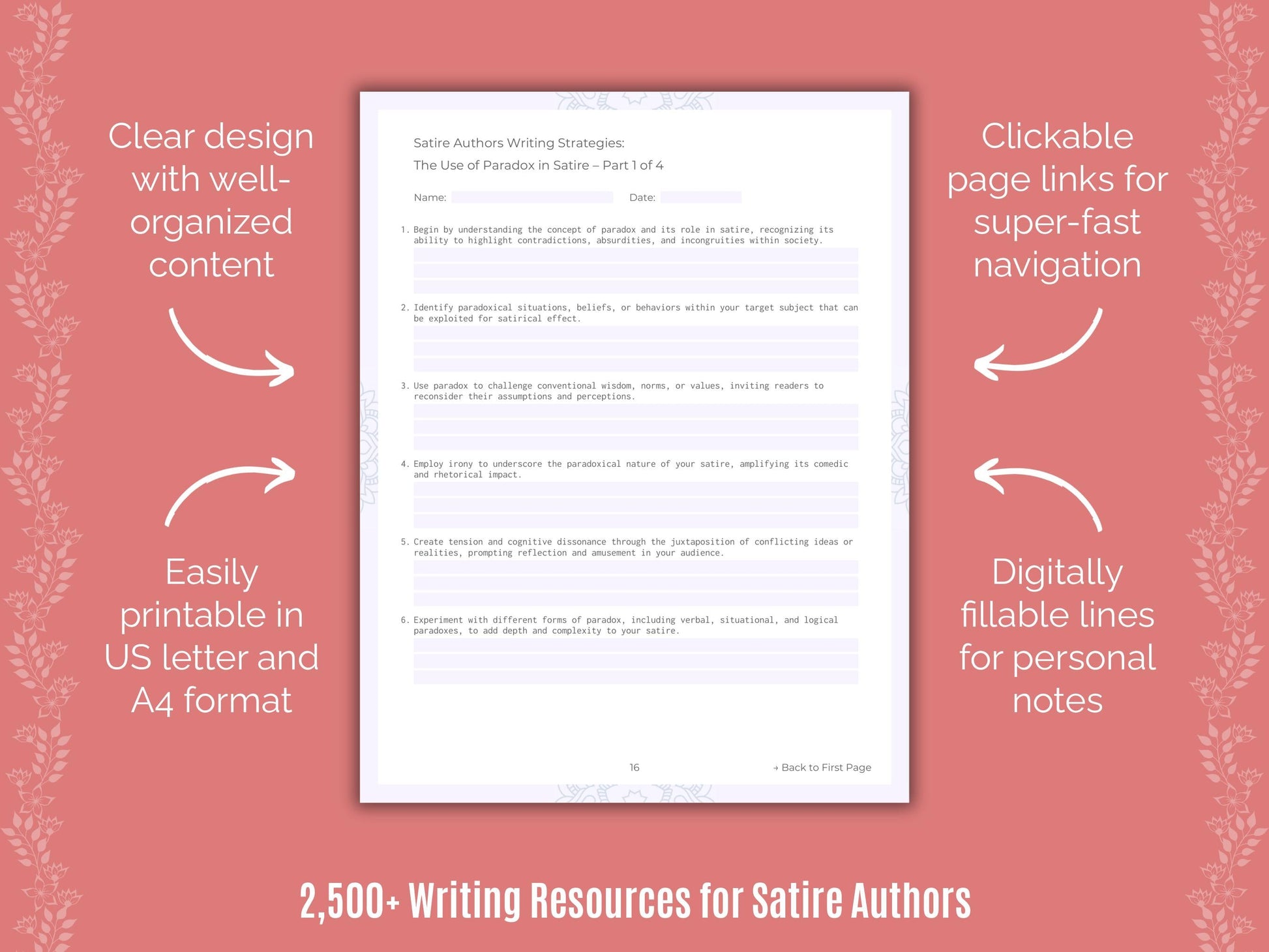 Satire Authors Writing Cheat Sheets