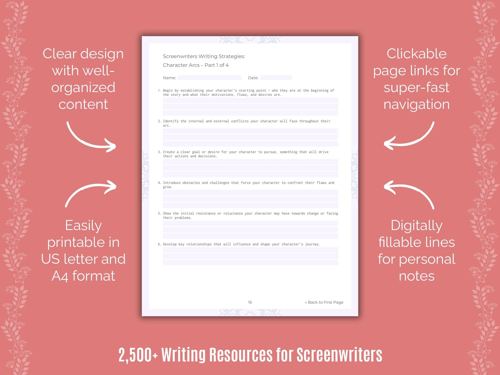 Screenwriters Writing Cheat Sheets