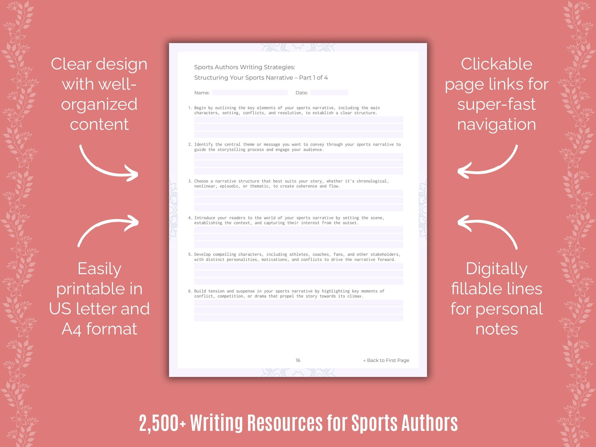 Sports Authors Writing Cheat Sheets