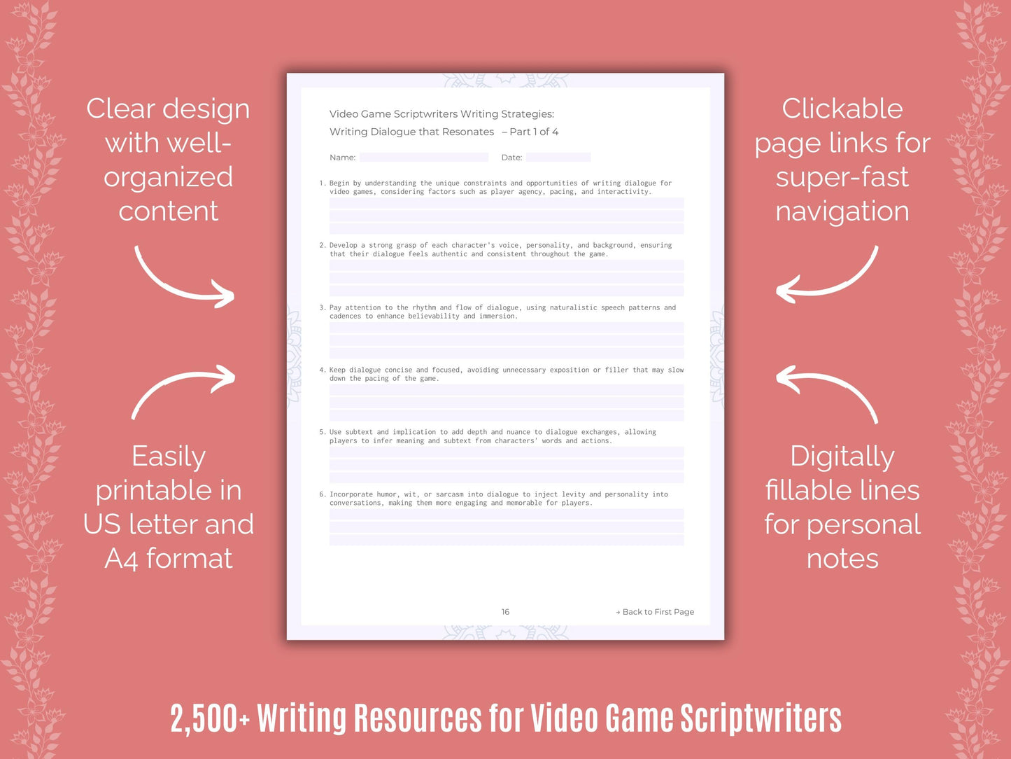 Video Game Scriptwriters Writing Cheat Sheets