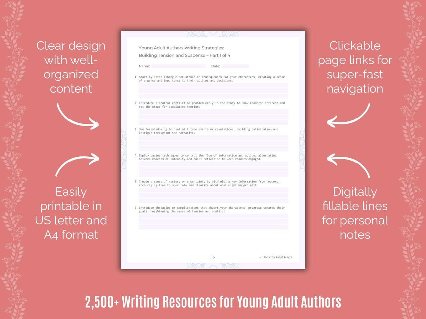 Young Adult Authors Writing Cheat Sheets