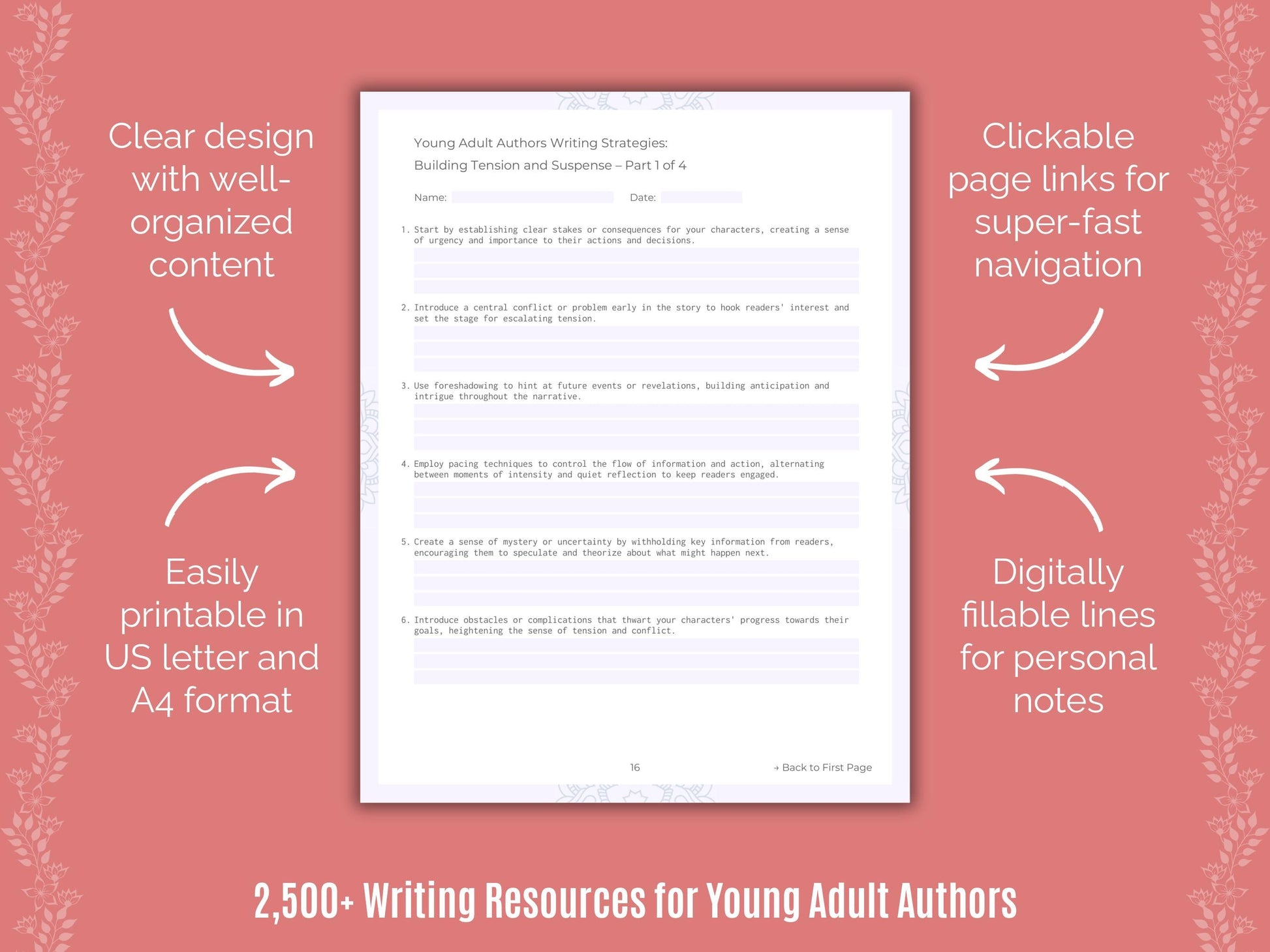 Young Adult Authors Writing Cheat Sheets