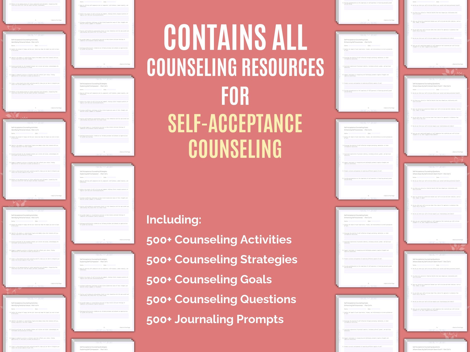 Resource, Template, Worksheet, Self-Acceptance Tool, Self-Acceptance Idea, Counseling, Mental Health, Therapist, Self-Acceptance, Therapy, Workbook, Counselor, Content