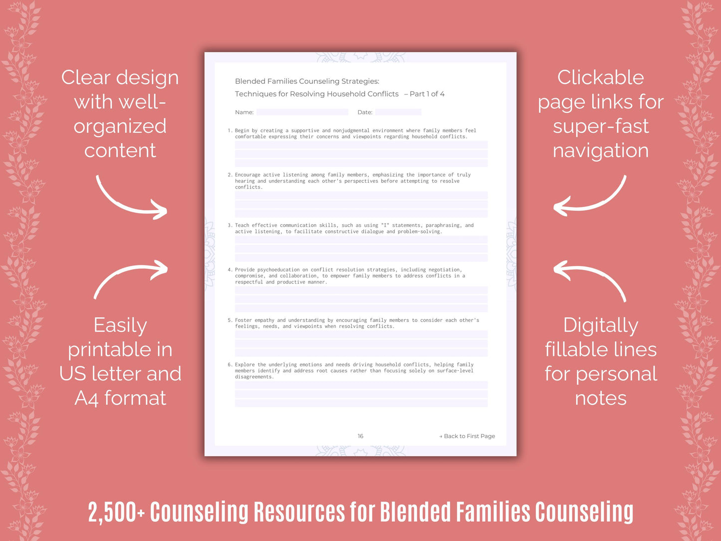 Counseling Goals Worksheets