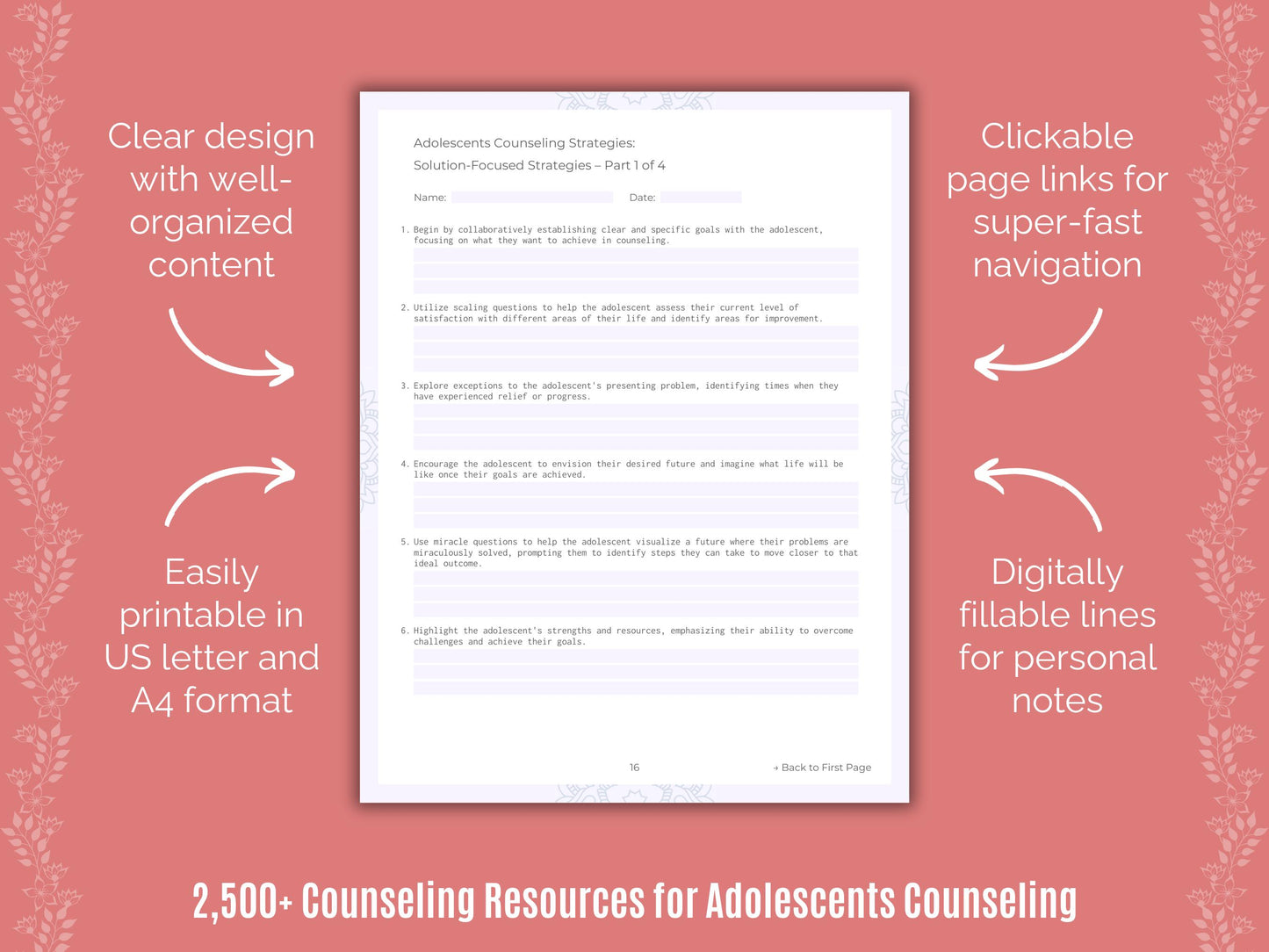 Counseling Goals Worksheets