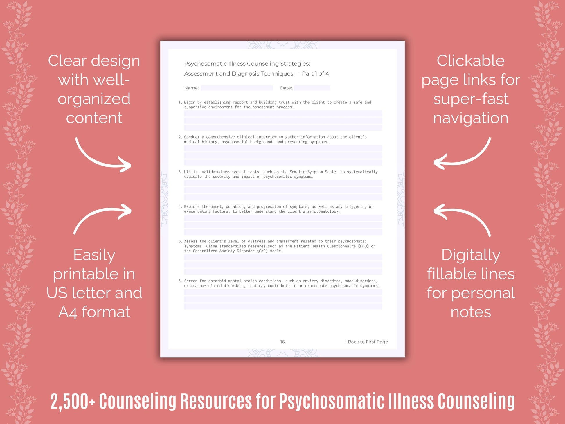Template, Resource, Illness, Counselor, Counseling, Worksheet, Psychosomatic, Mental Health, Therapy, Psychosomatic Idea, Workbook, Psychosomatic Bundle, Therapist