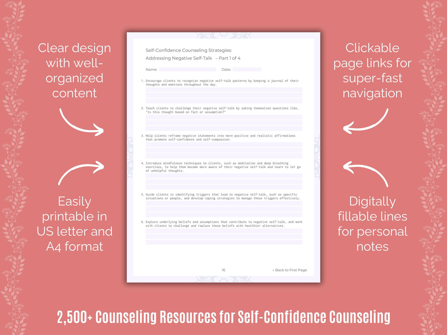 Workbook, Counseling, Self-Confidence Tool, Template, Resource, Therapy, Content, Mental Health, Self-Confidence Idea, Counselor, Therapist, Self-Confidence, Worksheet