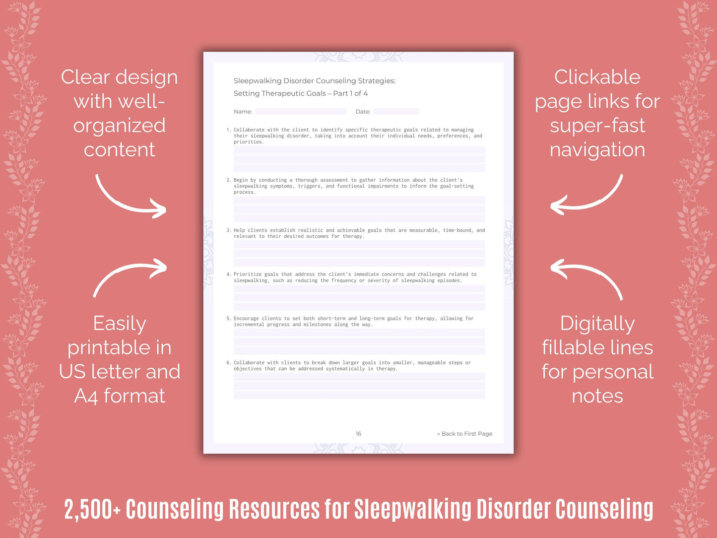 Sleepwalking Idea, Therapist, Workbook, Counselor, Resource, Worksheet, Template, Counseling, Sleepwalking Bundle, Sleepwalking Therapy, Sleepwalking Tool, Sleepwalking, Mental Health