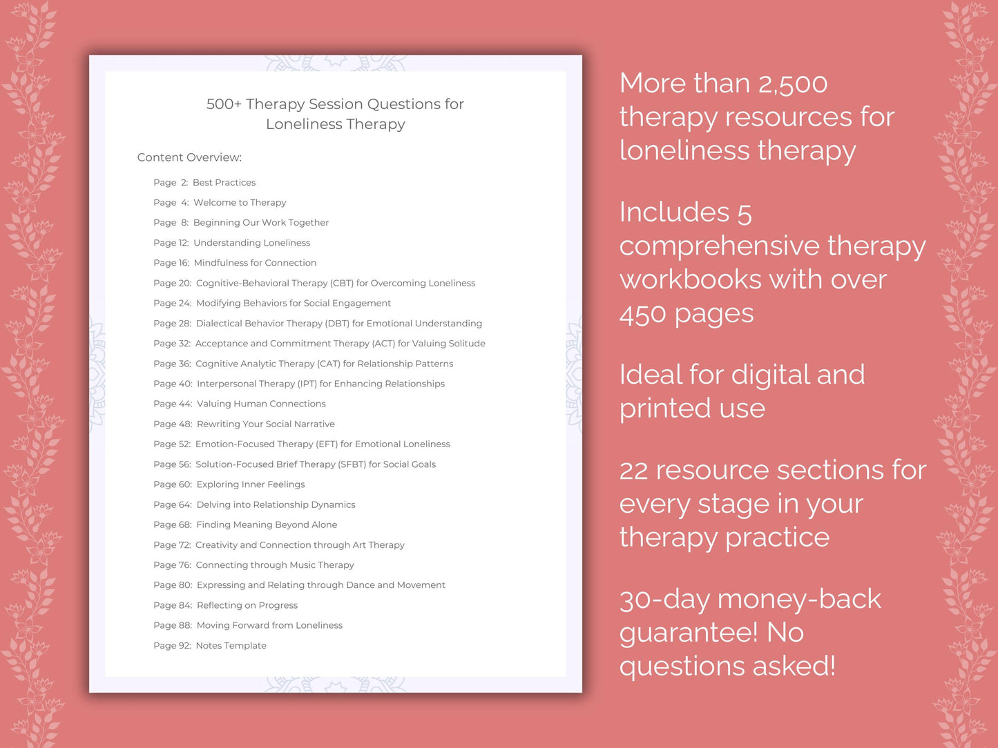 Therapy Session Questions Resource