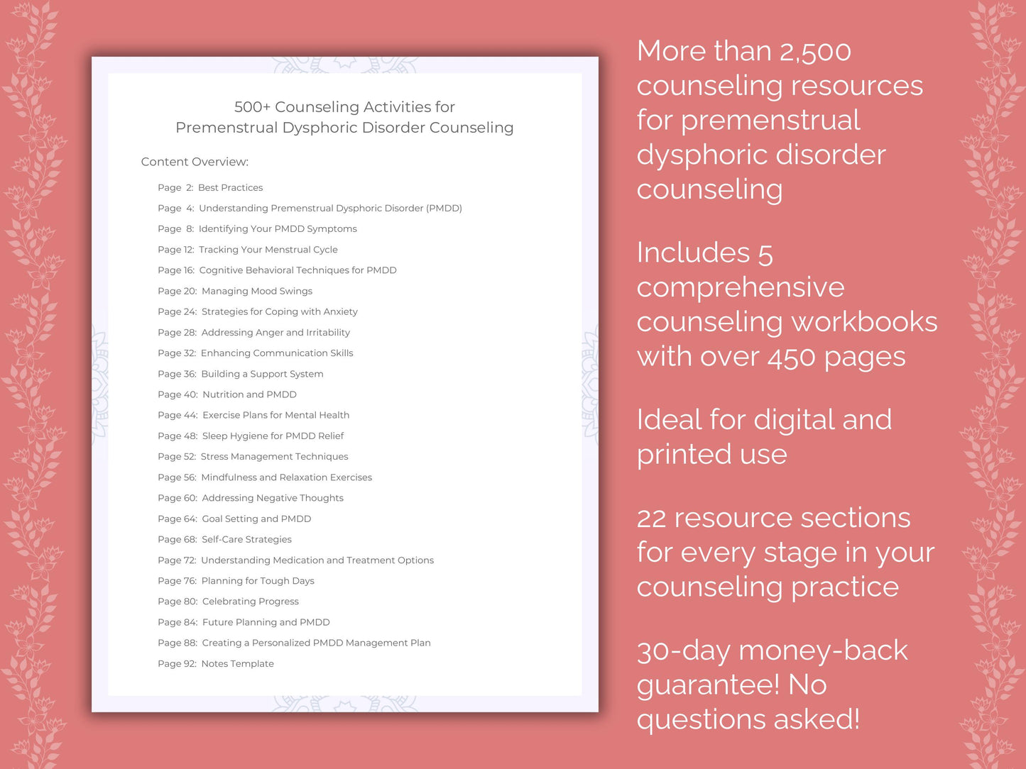 Dysphoric, Counselor, Workbook, Premenstrual, Disorder, Counseling, Resource, Mental Health, Worksheet, Premenstrual Bundle, Therapist, Template, Premenstrual Therapy