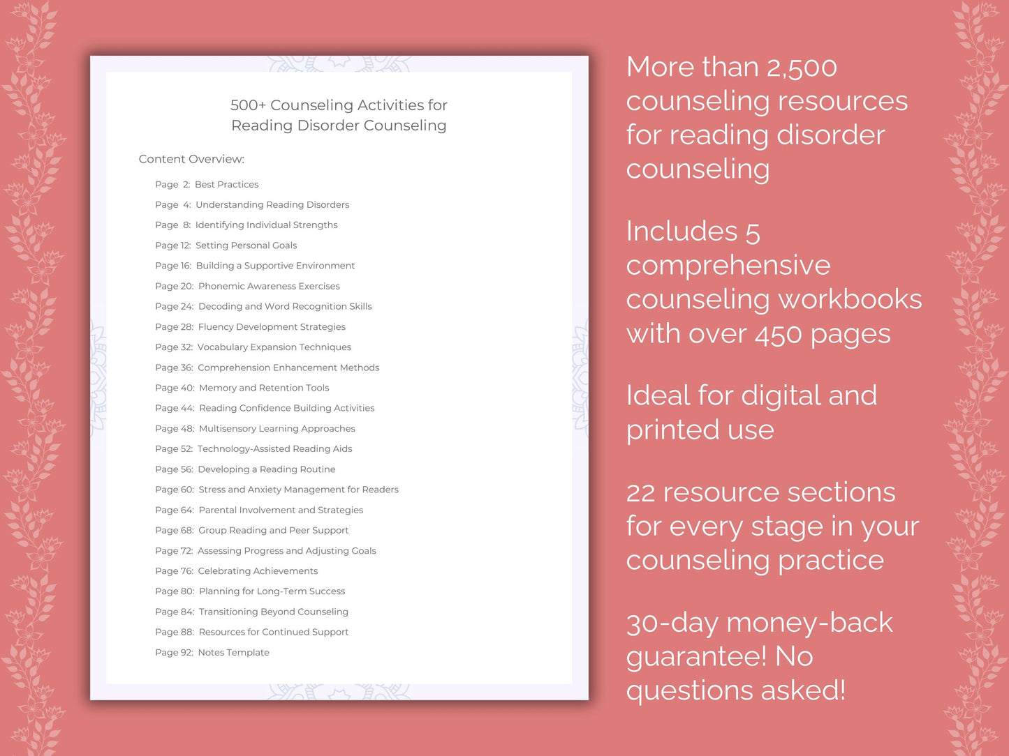 Reading Counseling, Counselor, Disorder, Reading Resource, Reading Idea, Reading Bundle, Mental Health, Reading Worksheet, Reading Therapy, Reading Workbook, Reading Template, Therapist, Dyslexia