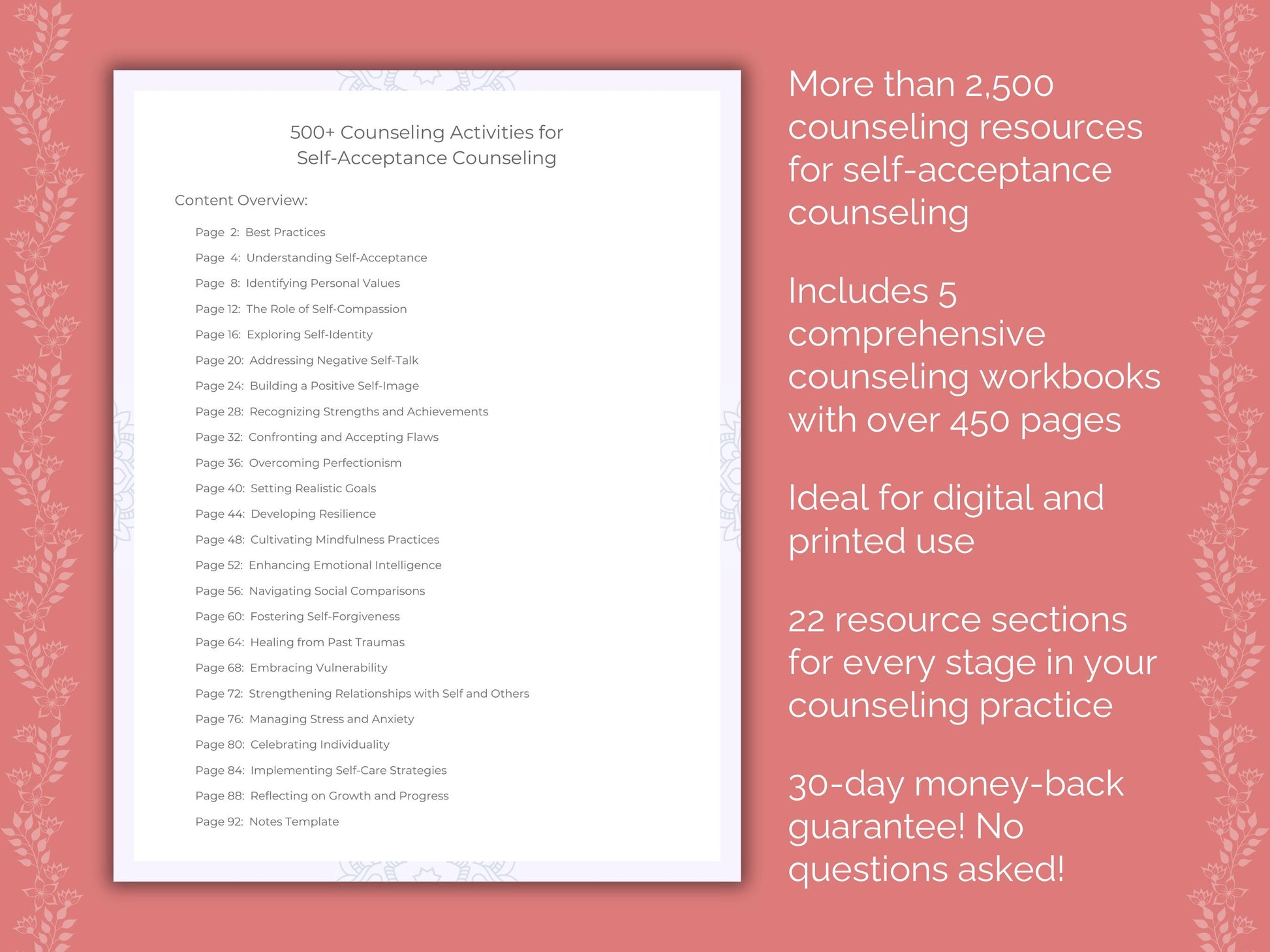 Counseling, Worksheet, Self-Acceptance Tool, Content, Therapist, Workbook, Counselor, Template, Mental Health, Self-Acceptance, Resource, Self-Acceptance Idea, Therapy