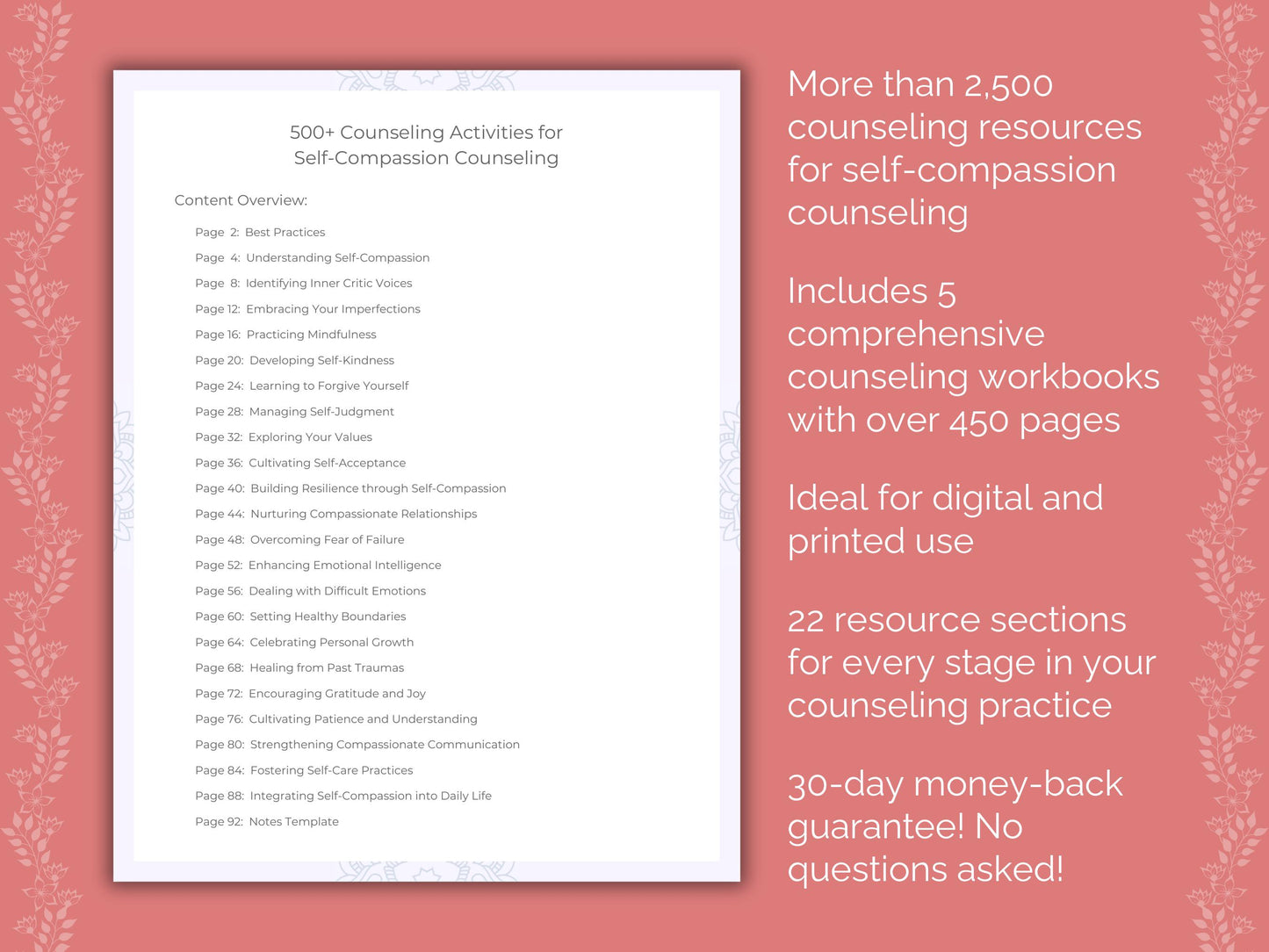 Self-Compassion Tool, Template, Counselor, Self-Compassion, Counseling, Mental Health, Workbook, Worksheet, Resource, Therapy, Therapist, Self-Compassion Idea, Content