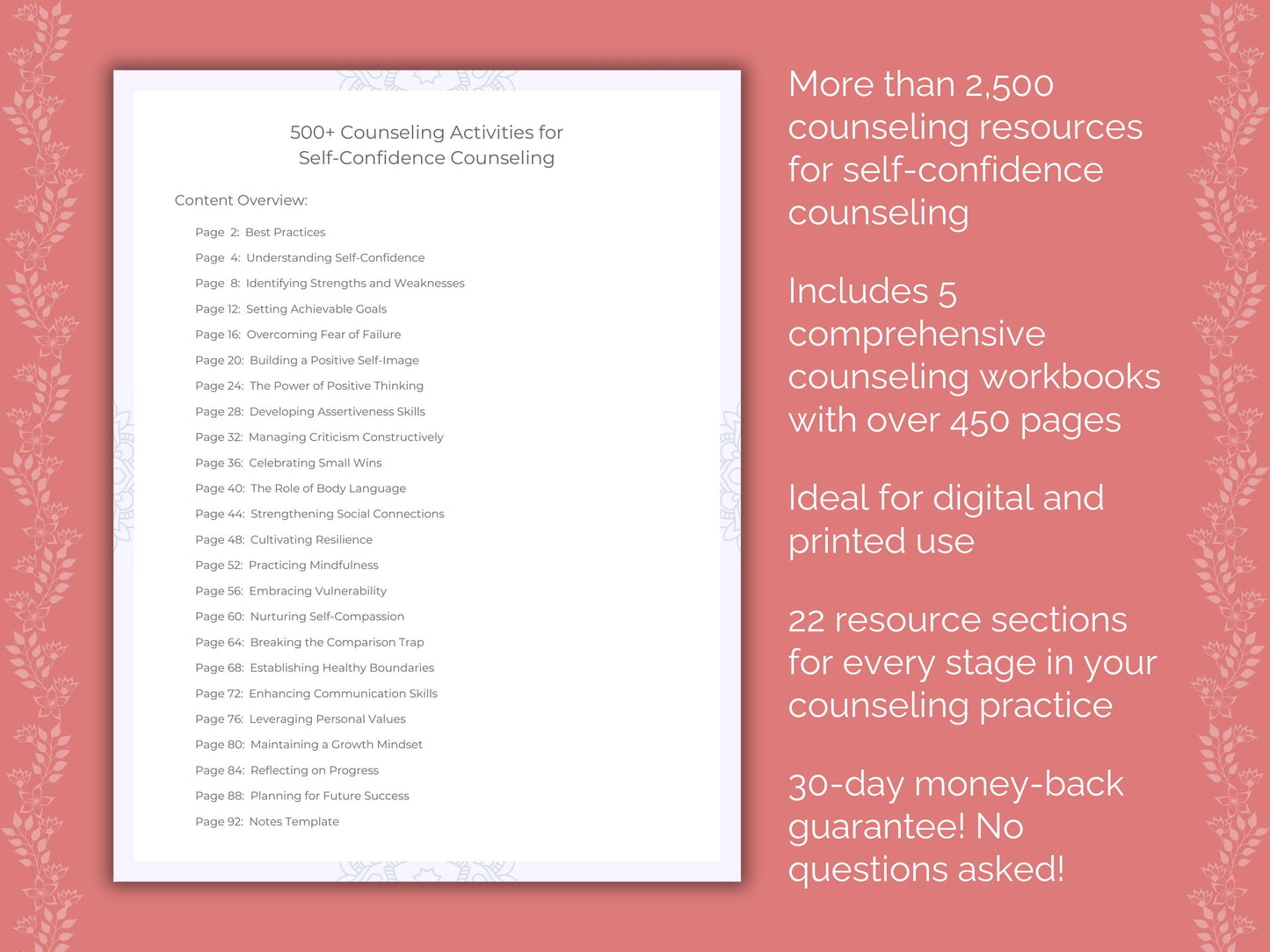 Therapist, Self-Confidence Idea, Therapy, Counseling, Counselor, Template, Content, Self-Confidence, Workbook, Worksheet, Mental Health, Self-Confidence Tool, Resource