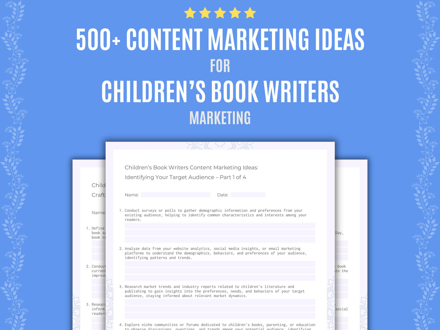 Children’s Book Writers Content Marketing Ideas Worksheets