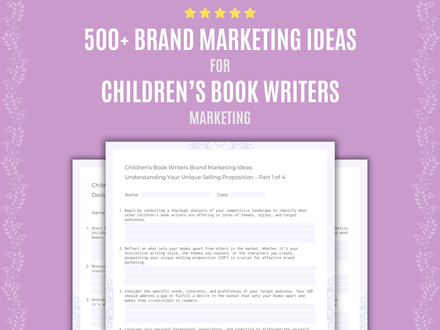 Children’s Book Writers Marketing Worksheets