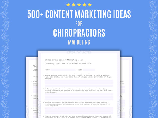 Chiropractors Content Marketing Ideas Workbook