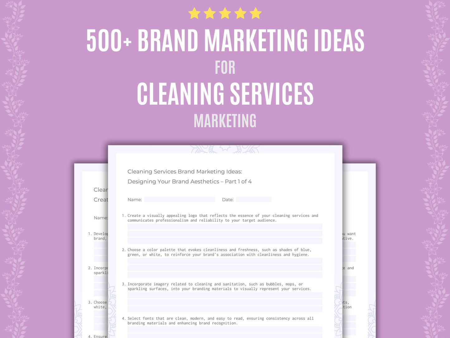 Cleaning Services Brand Marketing Ideas Worksheets