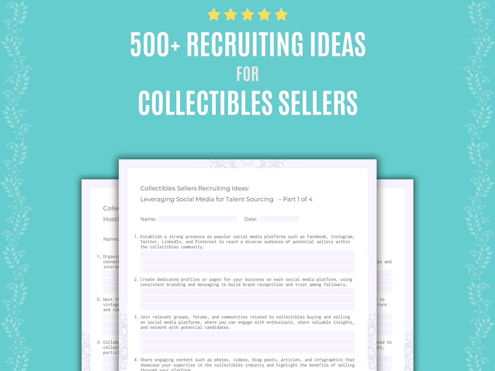 Collectibles Sellers Recruiting Ideas Worksheets