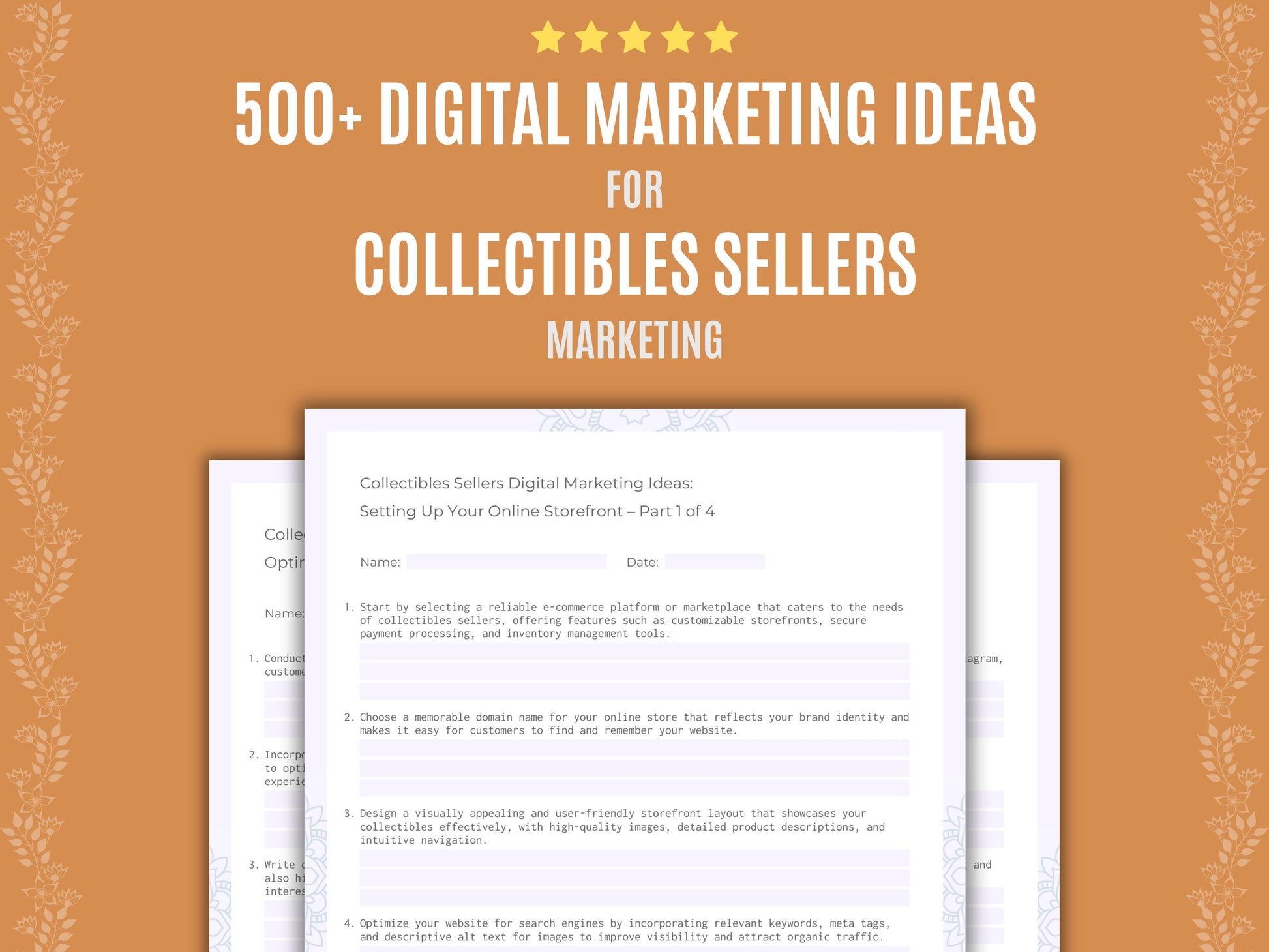 Collectibles Sellers Marketing Worksheets