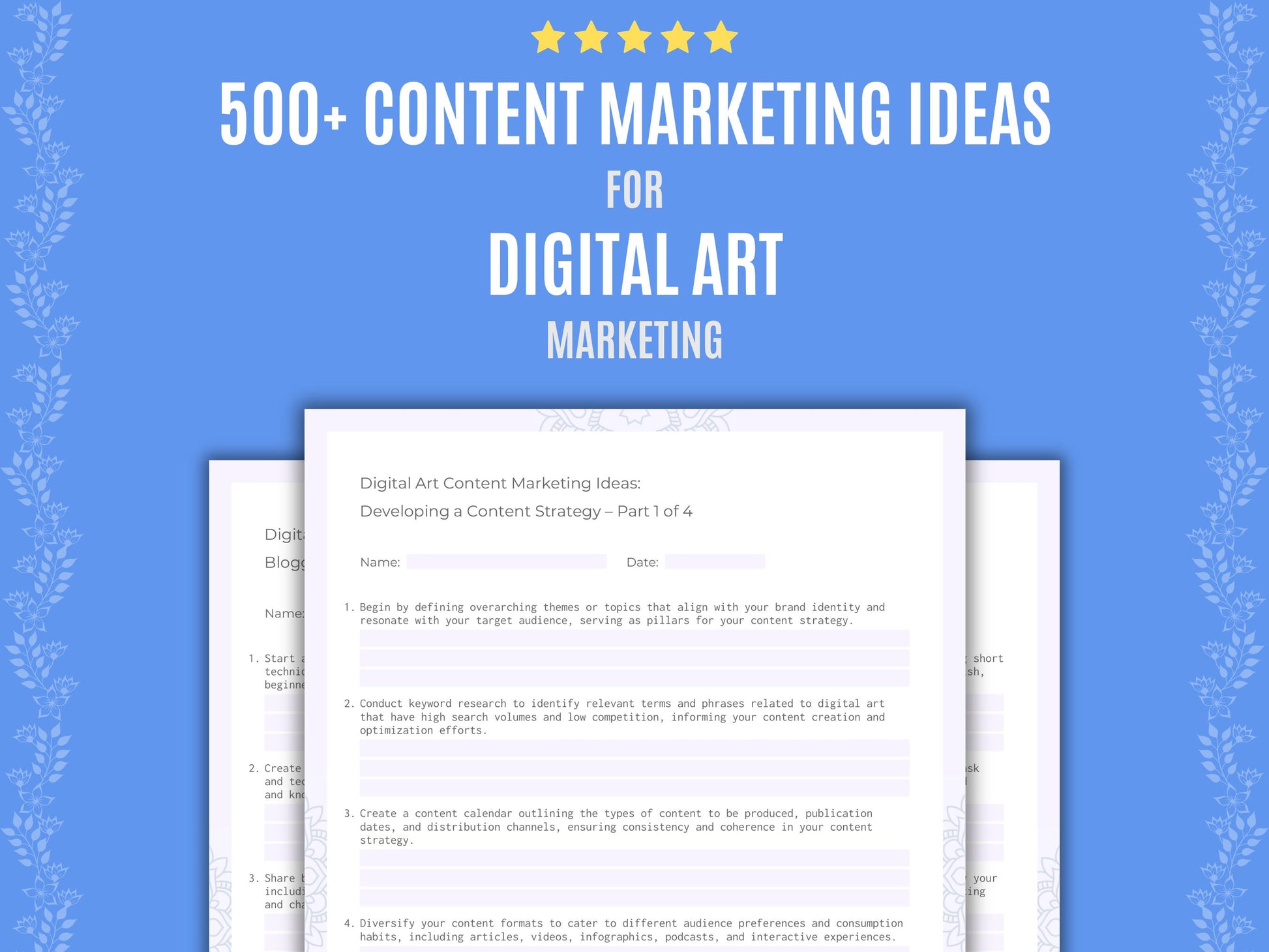 Digital Art Content Marketing Ideas Workbook