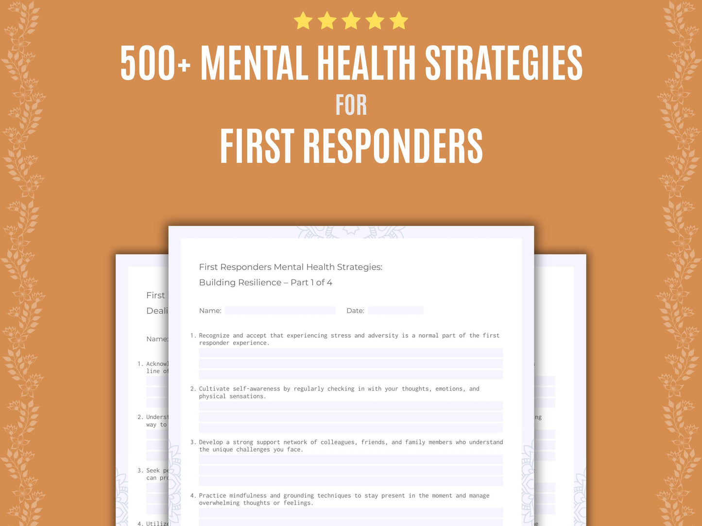 First Responders Mental Health Worksheets