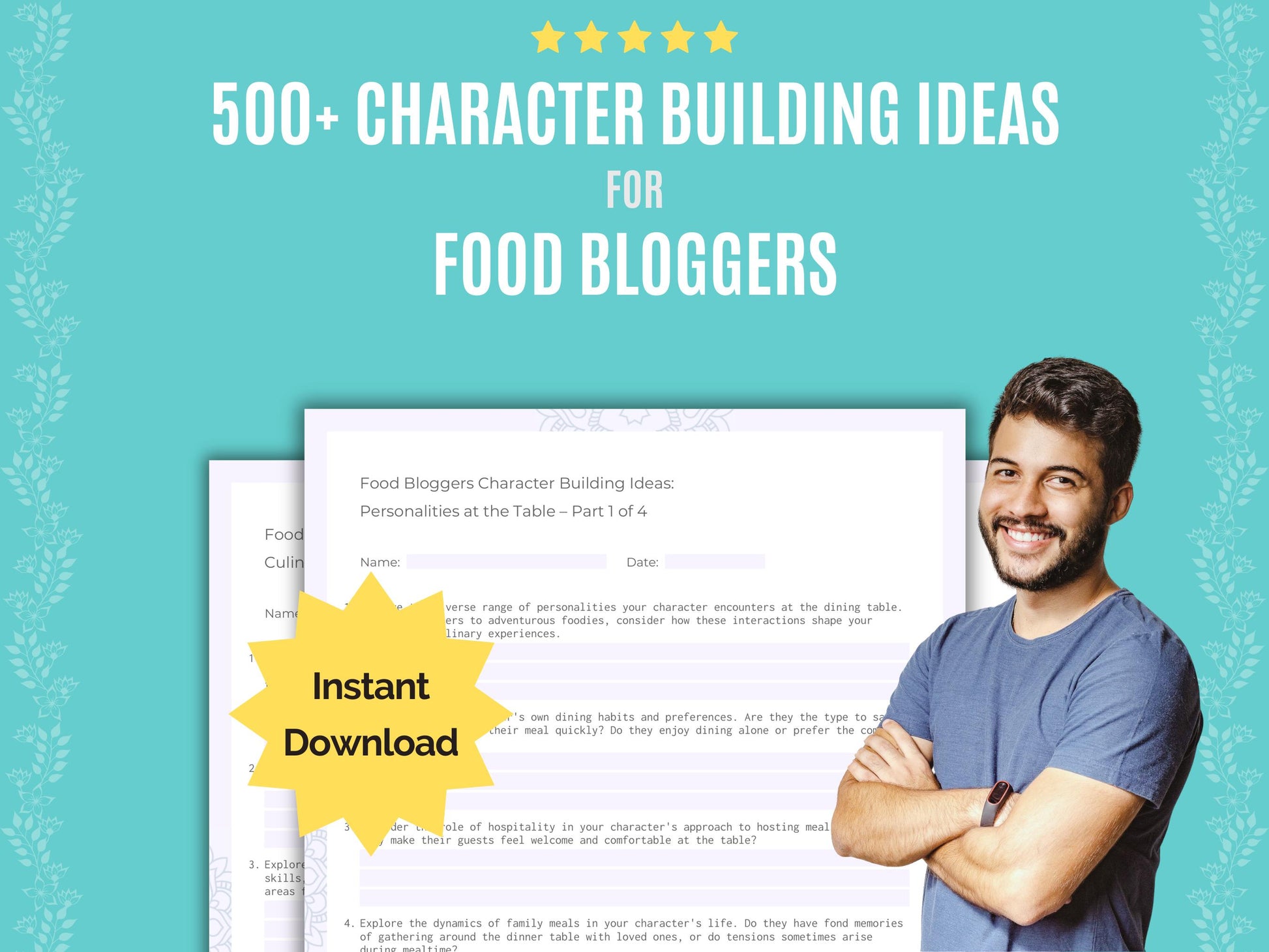 Food Bloggers Author, Workbook, Bloggers, character building, Blogging, Food Bloggers, Worksheet, Food Bloggers Writer, Resource, Character, Food, Template, Writing