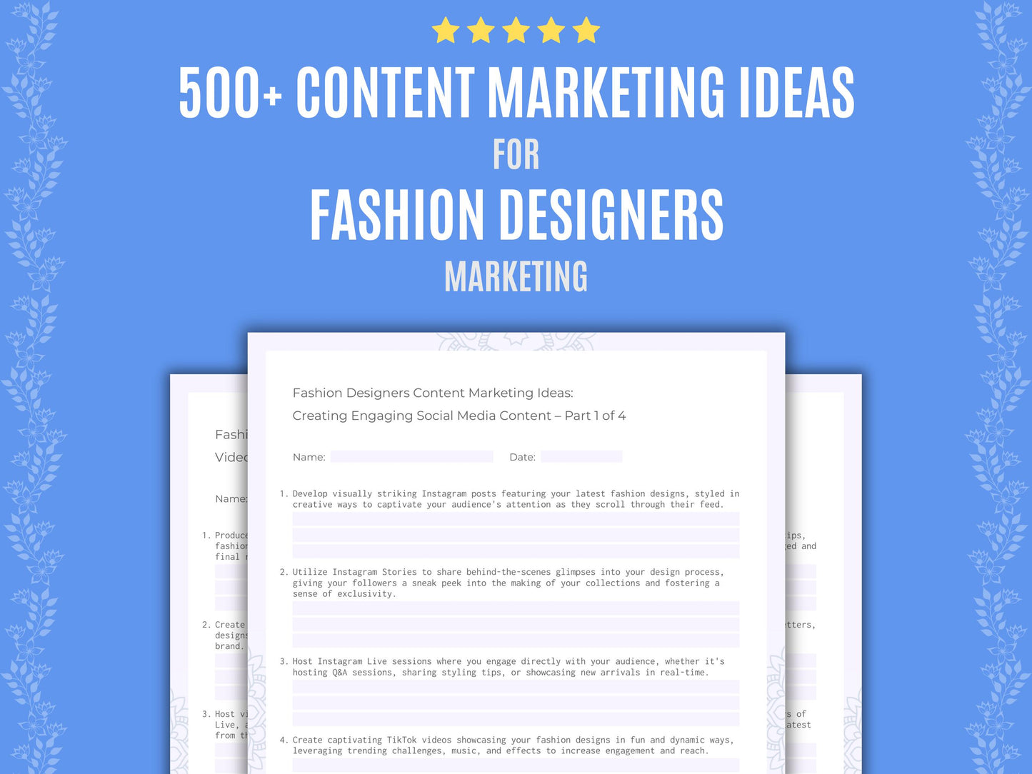 Fashion Designers Content Marketing Ideas Workbook